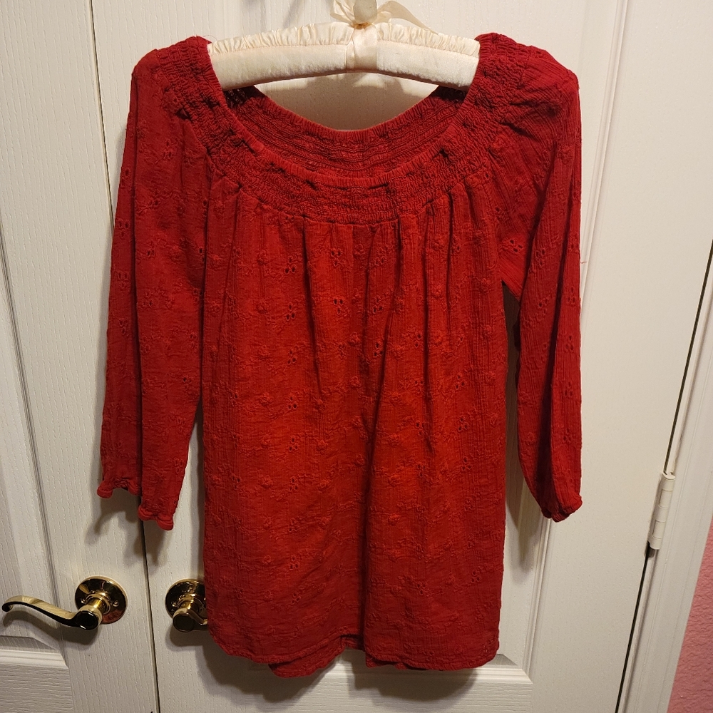 Faded Glory embroidery top, (s) red